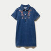 Robe droite courte en jean col chemise denim stone femme