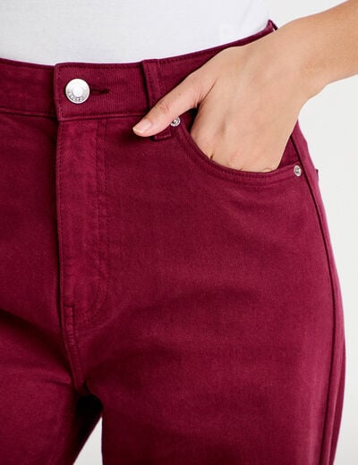 Jean wide leg taille haute bordeaux femme