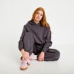 Sweat oversize &agrave; capuche manches longues gris fonc&eacute; femme
