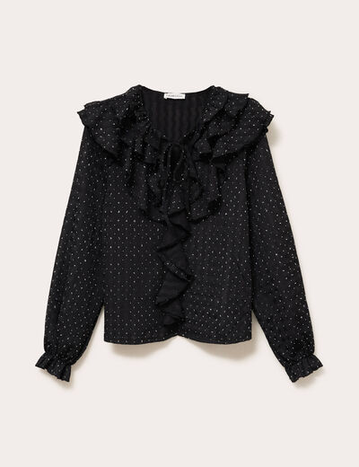 Blouse &agrave; volants noir femme