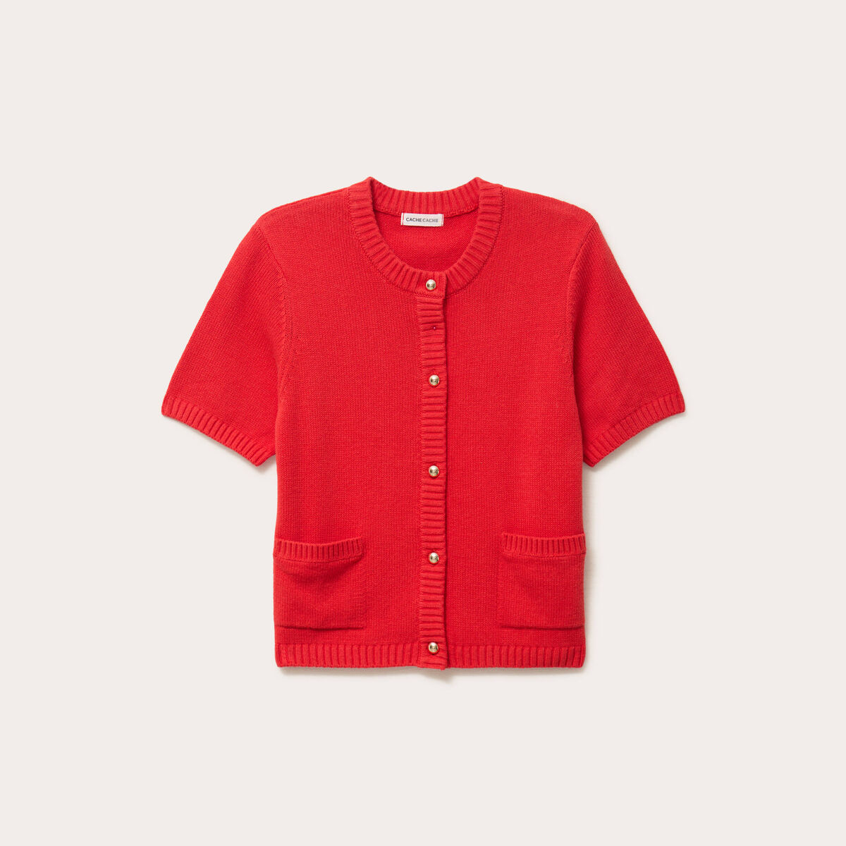 Gilet manches courtes rouge femme