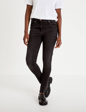 Jean skinny push-up taille standard denim noir femme