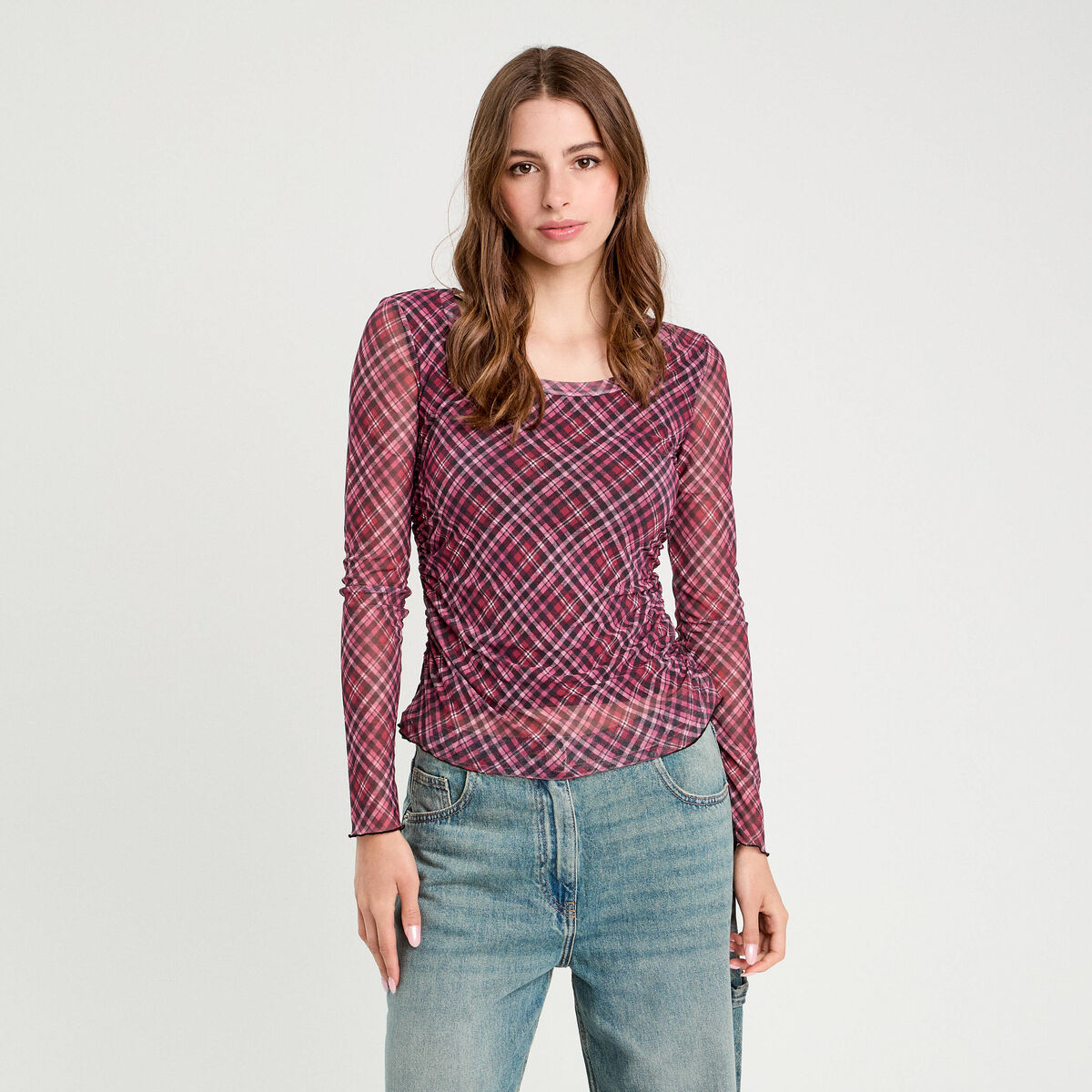 T-shirt manches longues rouge cerise femme