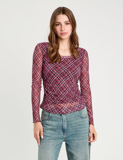 T-shirt manches longues rouge cerise femme