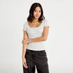 T-shirt c&ocirc;tel&eacute; blanc femme