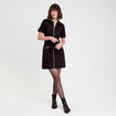 Robe droite zipp&eacute;e ceintur&eacute;e noir femme