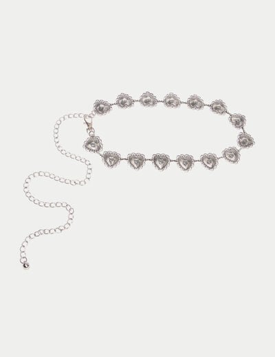 Ceinture fine avec cha&icirc;ne gris argent femme