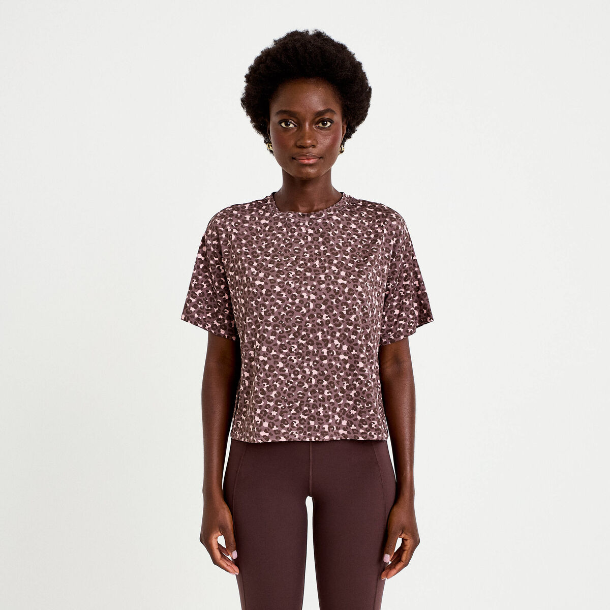 T-shirt col rond manches courtes violet femme