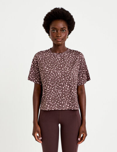 T-shirt col rond manches courtes violet femme