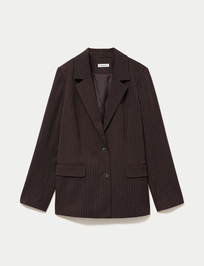 Blazer col classique manches longues marron femme