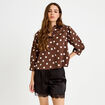 Chemise droite manches longues marron femme
