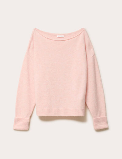 Pull col bateau rose clair femme