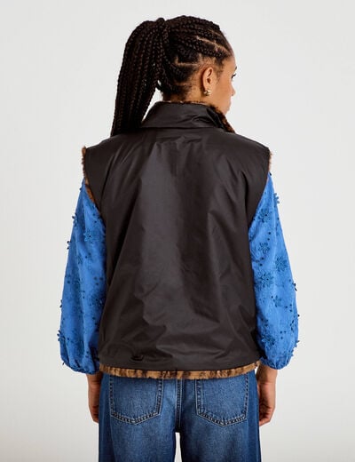 Veste r&eacute;versible sans manches noir femme