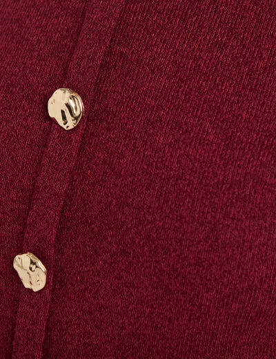 Pull p&eacute;plum avec boutons rouge fonc&eacute; femme