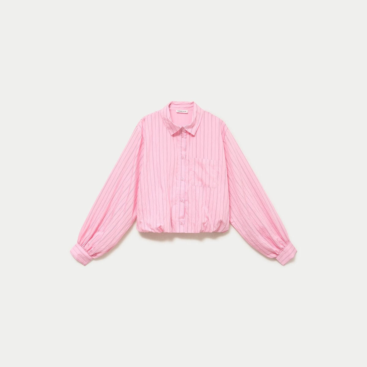 Chemise ample cropped effet boule rose femme