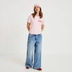 Pull ample manches courtes rose clair femme