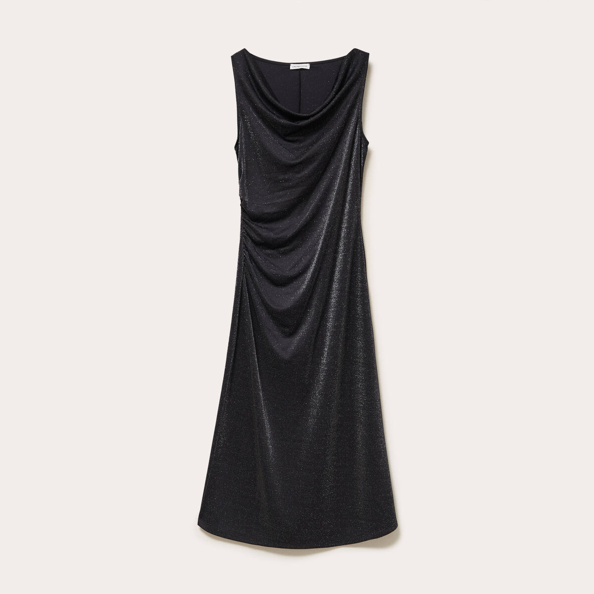 Robe longue fils m&eacute;tallis&eacute;s noir femme