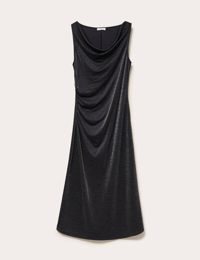 Robe longue fils m&eacute;tallis&eacute;s noir femme