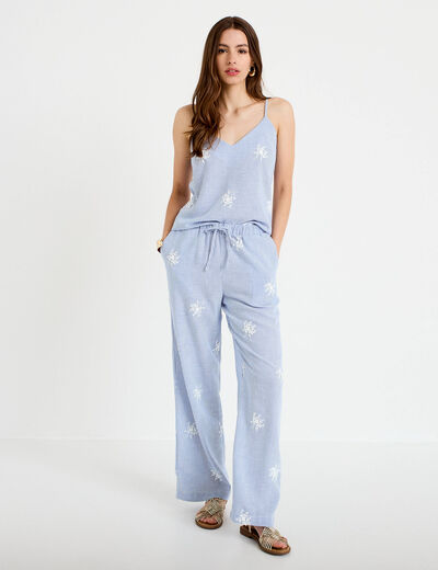 Top col v &agrave; fines bretelles blanc femme