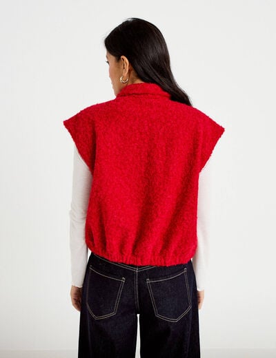 Gilet sans manches col montant rouge femme