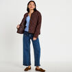 Gilet manches longues fleurs brod&eacute;es bleu ciel femme