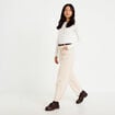 Pantalon barrel ceinture amovible ecru femme