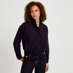 Veste cropped bas resserr&eacute; bleu marine femme