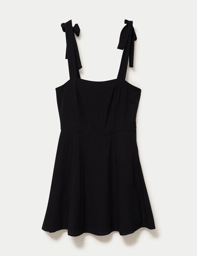 Robe patineuse courte &agrave; fines bretelles noir femme