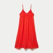 Robe bi-mati&egrave;re col v bretelles fines orange fonc&eacute; femme