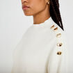 Pull col montant manches longues ecru femme