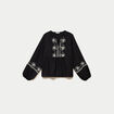 Blouse ample broderie noir femme