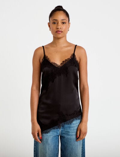D&eacute;bardeur ajust&eacute; d&eacute;collet&eacute; dentelle noir femme