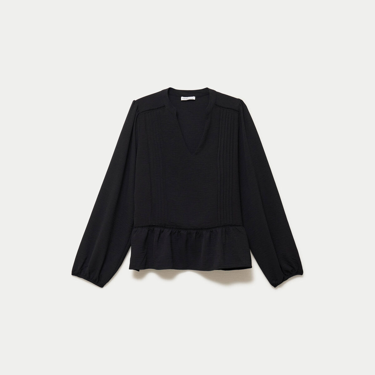 Blouse col v manches longues noir femme
