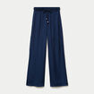 Pantalon large taille standard bleu marine femme
