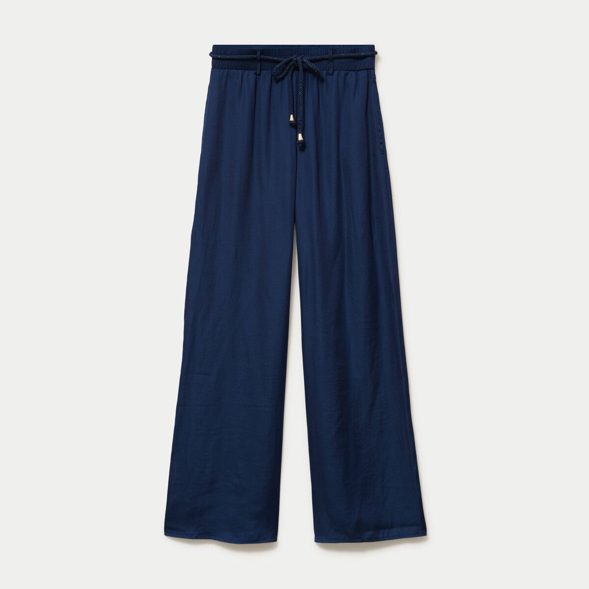 Pantalon large taille standard bleu marine femme