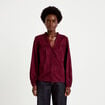 Blouse droite col rond manches longues bordeaux femme