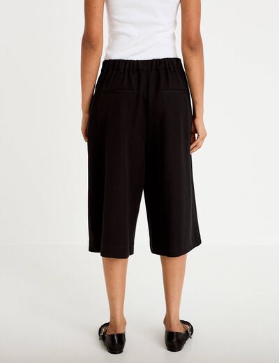 Bermuda large taille haute noir femme