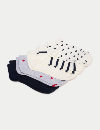 Lot de 5 paires chaussettes basses ecru femme