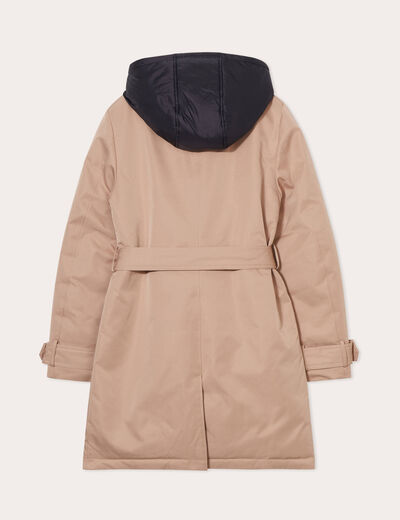 Trench ceintur&eacute; avec capuche camel femme