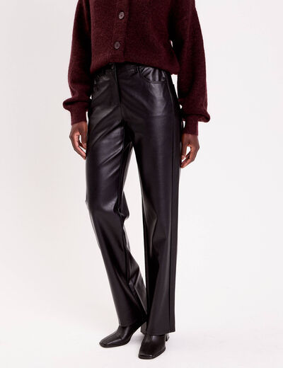 Pantalon droit similicuir noir femme