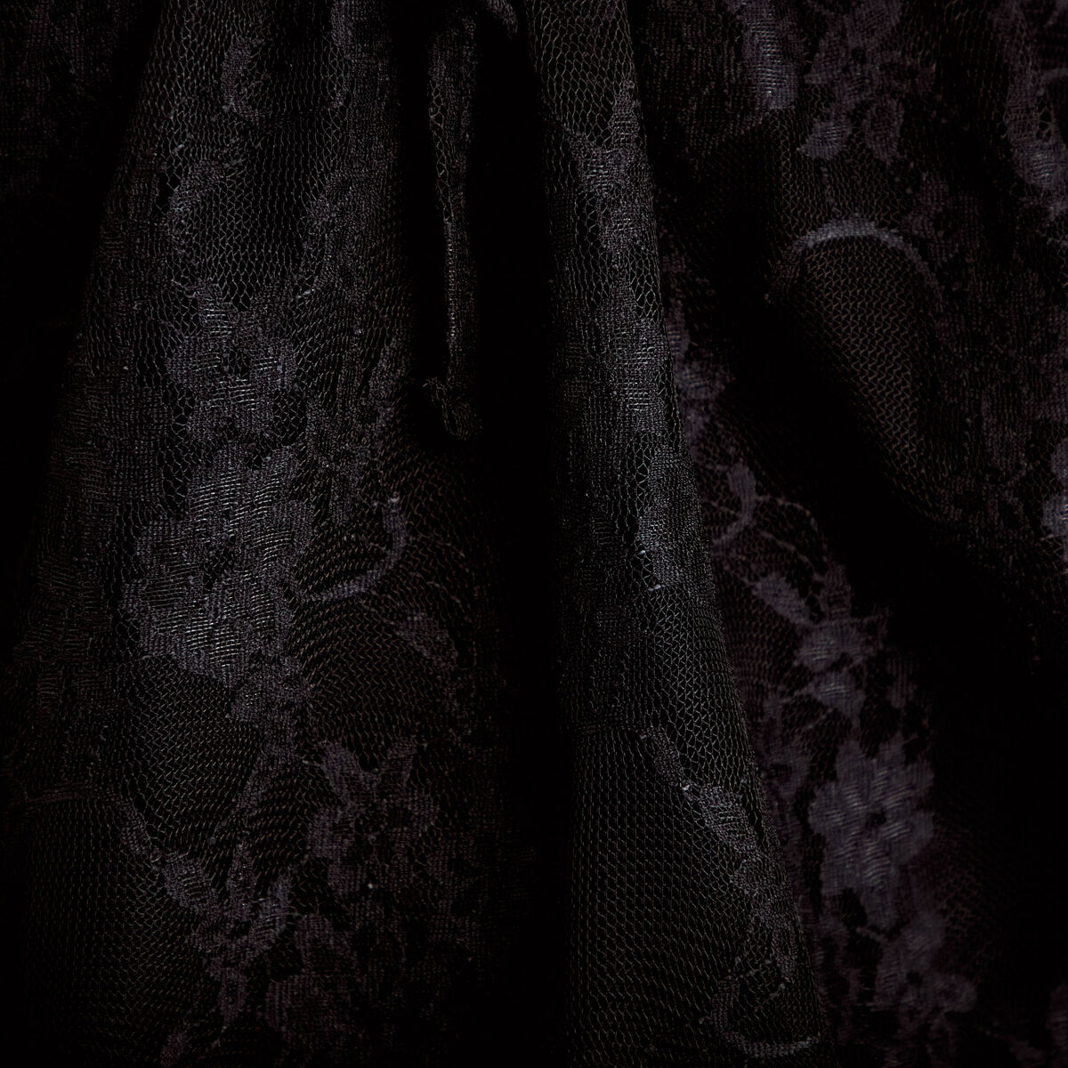 Blouse col rond manches longues dentelle noir femme