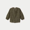 Blouse brod&eacute;e col mao manches 3/4 vert kaki femme