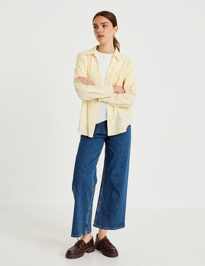 Chemise droite manches longues jaune citron femme