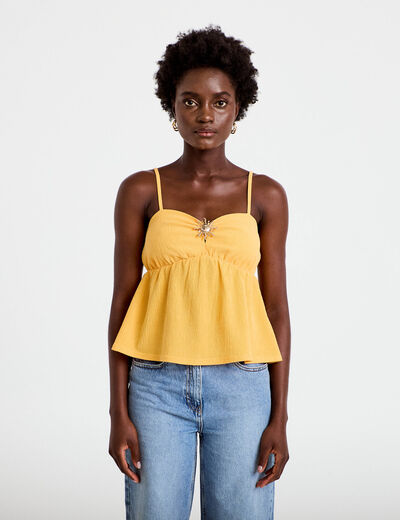 D&eacute;bardeur d&eacute;tail bijou orange clair femme