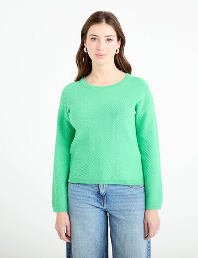 Pull manches longues vert femme
