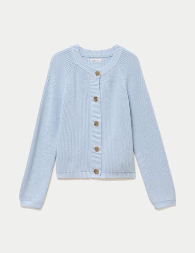 Gilet manches longues bleu ciel femme