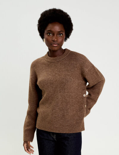 Pull manches longues marron clair femme