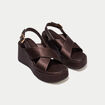 Sandales &agrave; talon effet satin&eacute; bordeaux femme