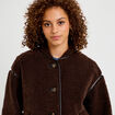 Veste effet polaire manches longues marron fonc&eacute; femme