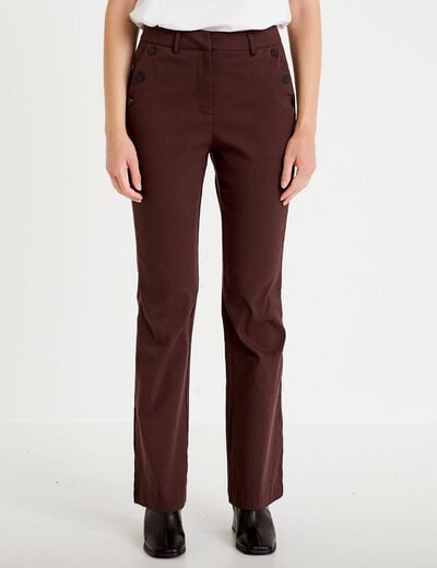 Pantalon bootcut &agrave; pont marron fonc&eacute; femme